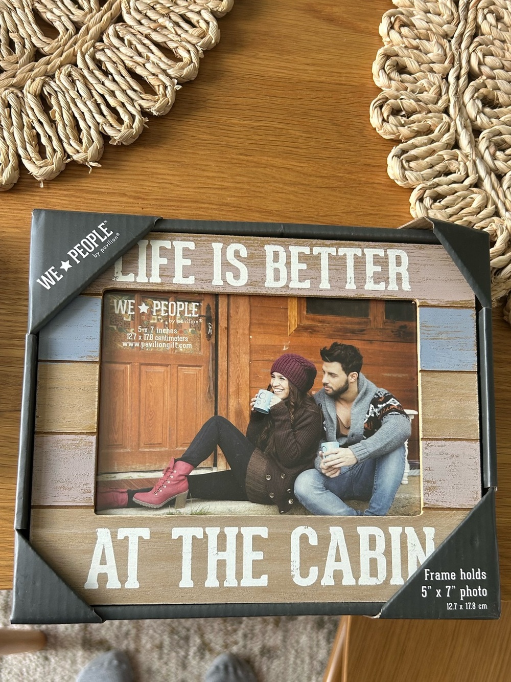 "Life Is Better At The Cabin" Photo Frame - Rustic Wood Look